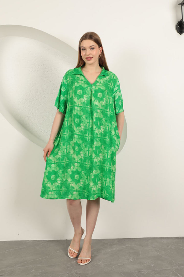 KKT Viscose Patterned Dress-Green - Oviedo
