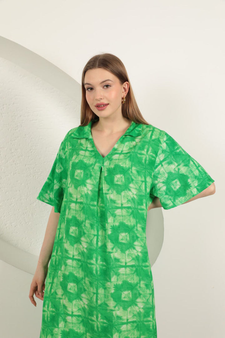 KKT Viscose Patterned Dress-Green - Oviedo