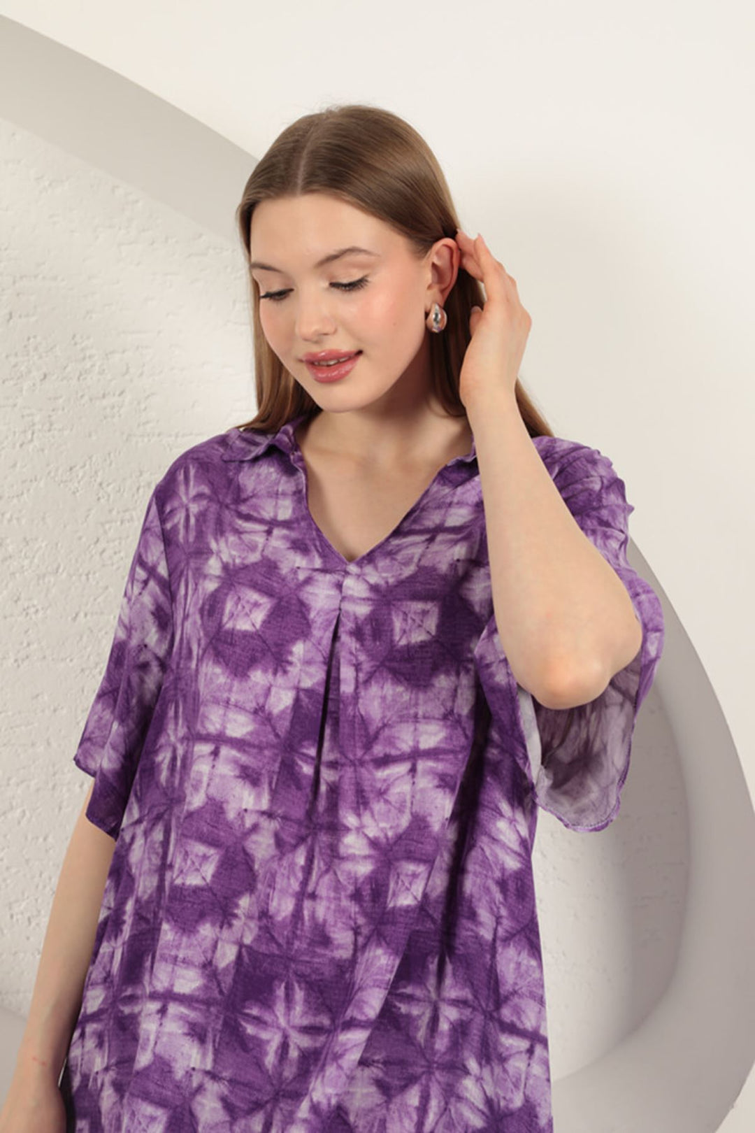 KKT Viscose Patterned Dress-Purple - Richfield
