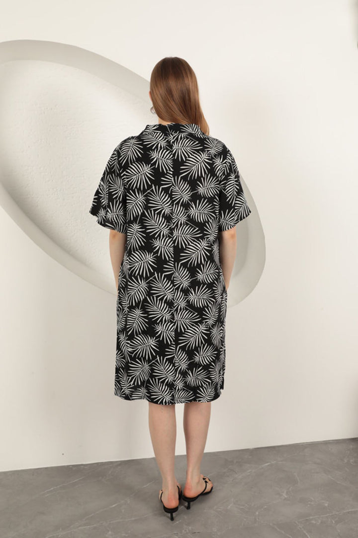 KKT Viscose Palm Patterned Dress-Black - Dagenham