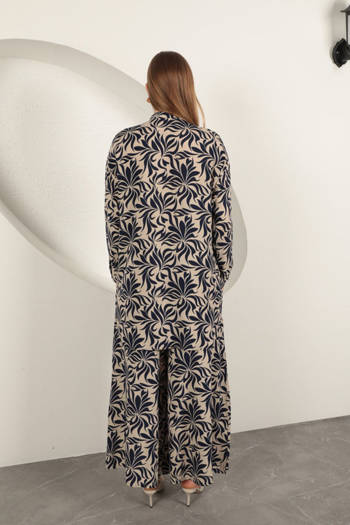 KKT Viscose Fabric Patterned Women's Suit-Navy Blue - Mississauga