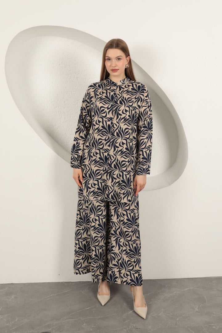 KKT Viscose Fabric Patterned Women's Suit-Navy Blue - Mississauga