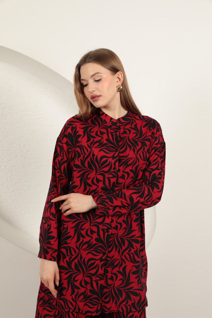 KKT Viscose Fabric Patterned Women's Suit-Navy Blue - Braşov