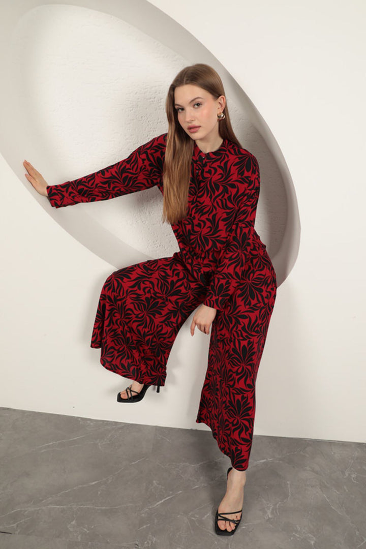 KKT Viscose Fabric Patterned Women's Suit-Navy Blue - Braşov