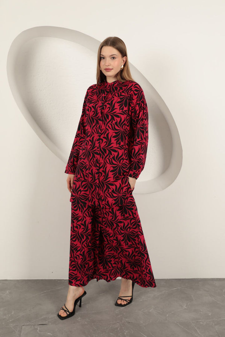 KKT Viscose Fabric Patterned Women's Suit-Fuchsia - Dover