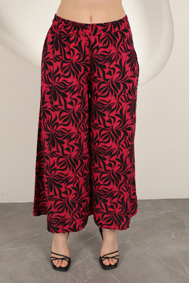 KKT Viscose Fabric Patterned Women's Suit-Fuchsia - Dover