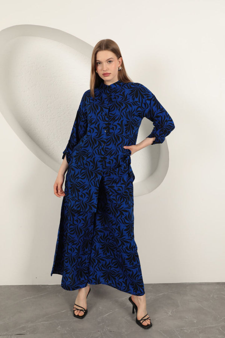 KKT Viscose Fabric Patterned Women's Suit-Sax - Villefranche-sur-Saône