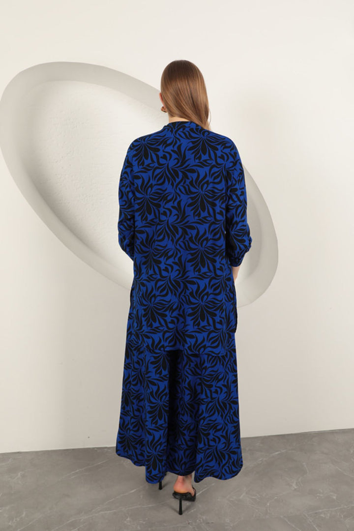 KKT Viscose Fabric Patterned Women's Suit-Sax - Villefranche-sur-Saône