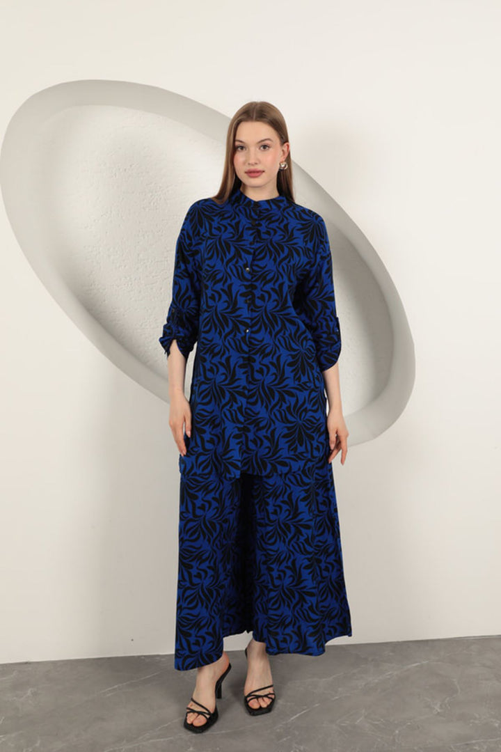 KKT Viscose Fabric Patterned Women's Suit-Sax - Villefranche-sur-Saône