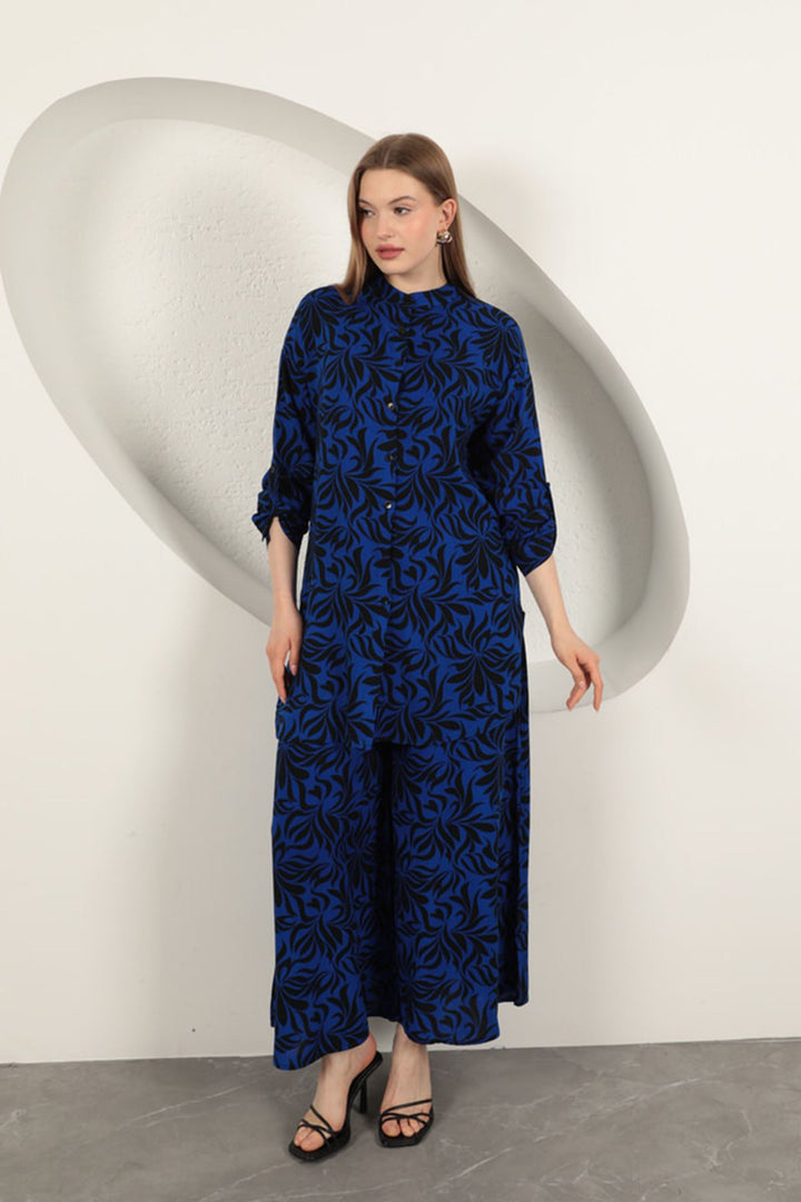 KKT Viscose Fabric Patterned Women's Suit-Sax - Villefranche-sur-Saône