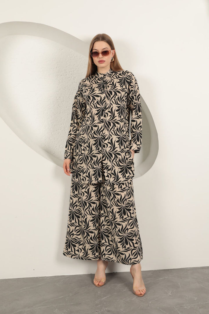 KKT Viscose Fabric Patterned Women's Suit-Beige - Loulé