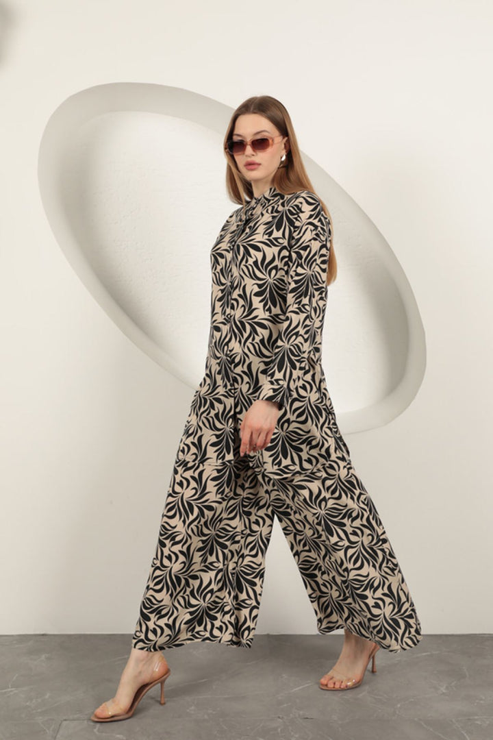 KKT Viscose Fabric Patterned Women's Suit-Beige - Loulé