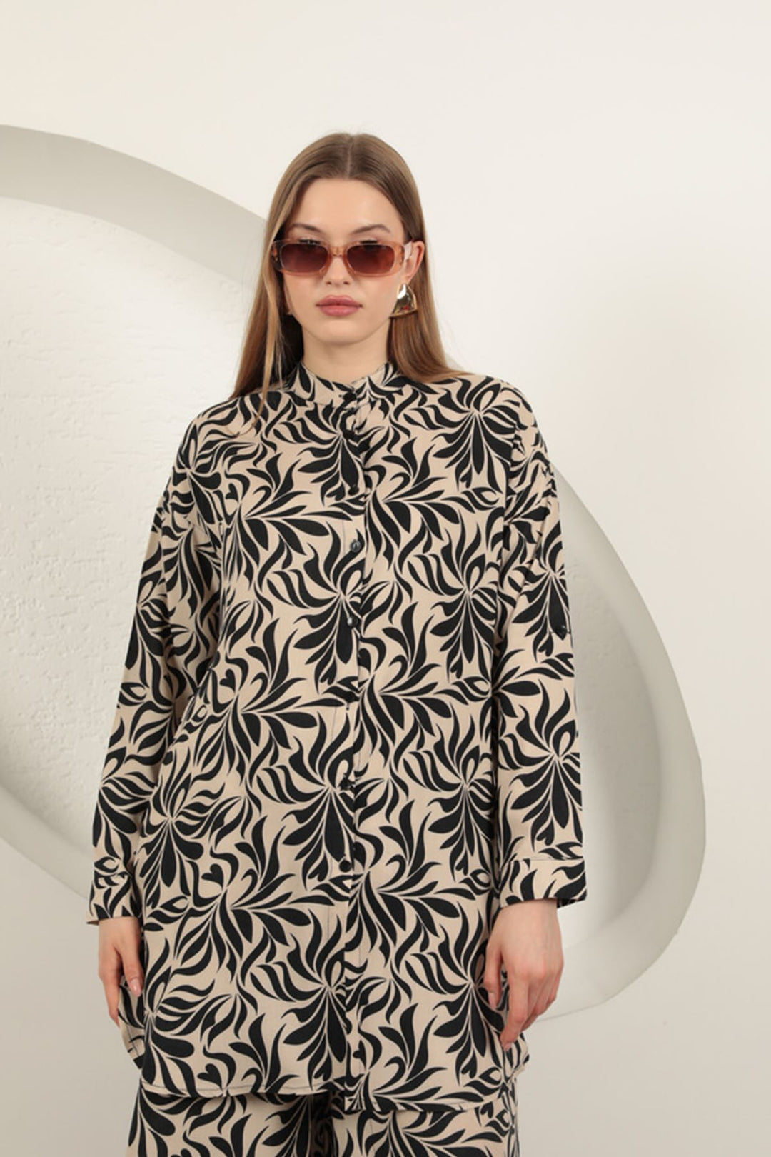 KKT Viscose Fabric Patterned Women's Suit-Beige - Loulé