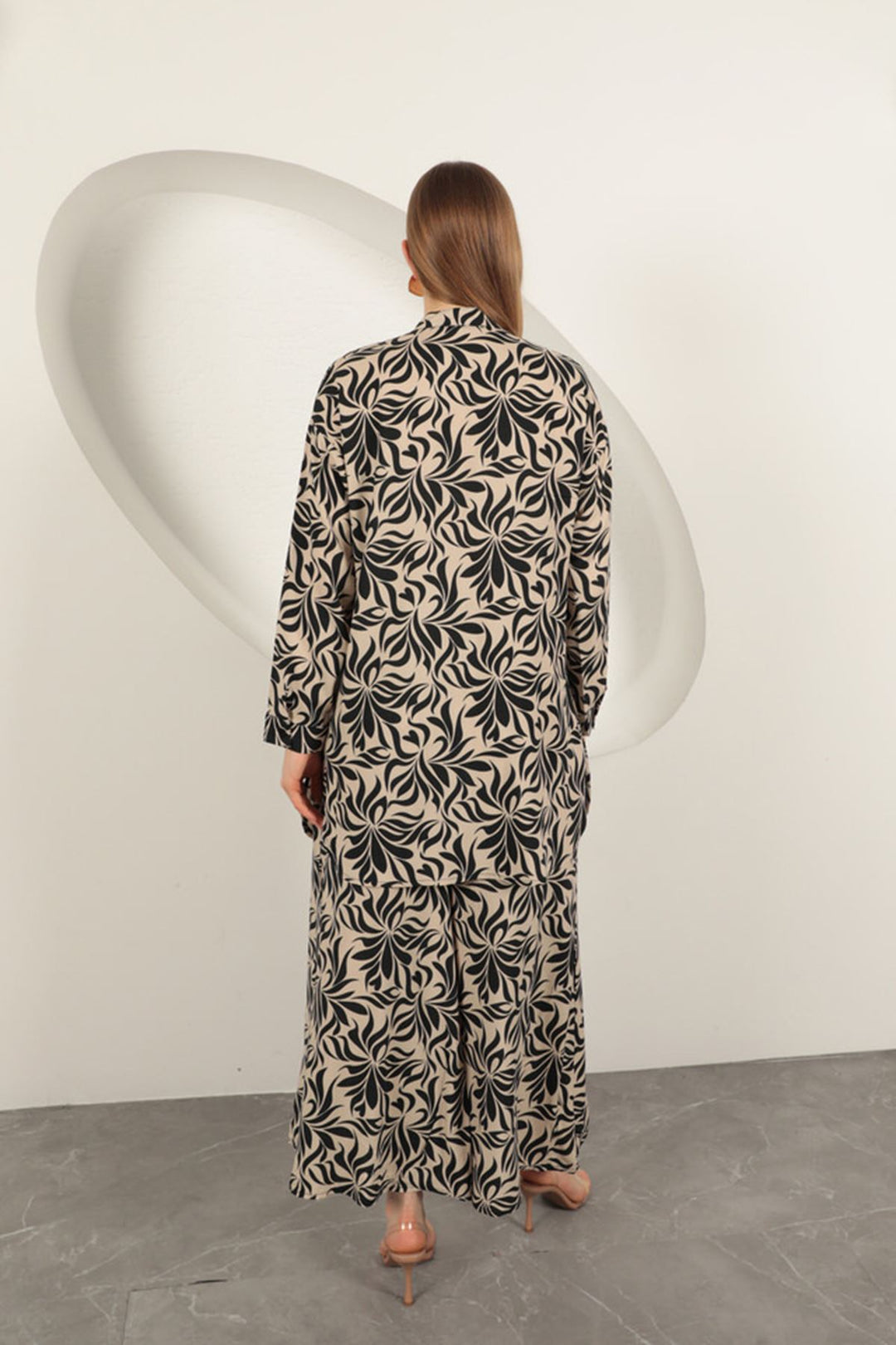 KKT Viscose Fabric Patterned Women's Suit-Beige - Loulé