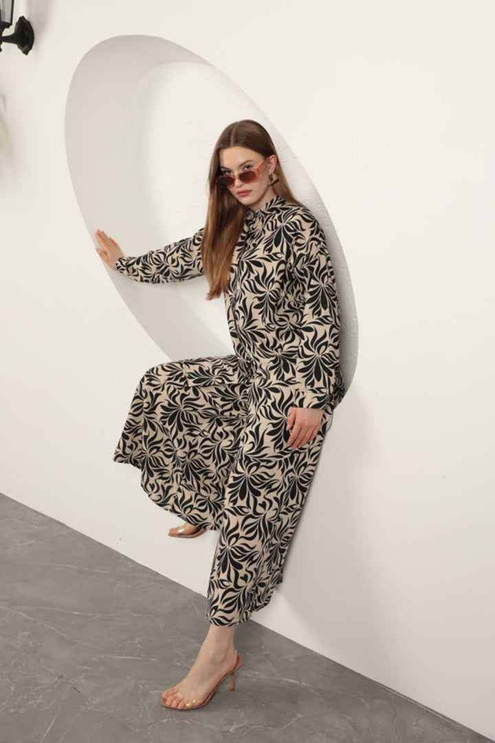 KKT Viscose Fabric Patterned Women's Suit-Beige - Loulé