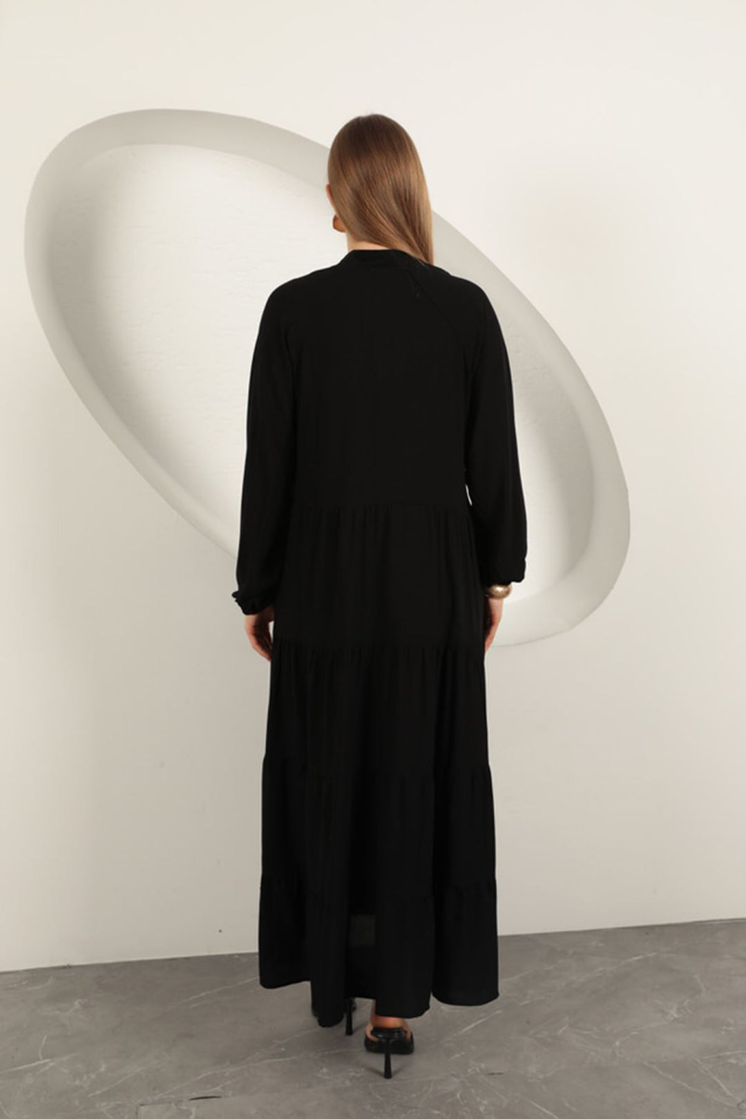 KKT Viscose Fabric Plain Dress-Black - Keratsíni