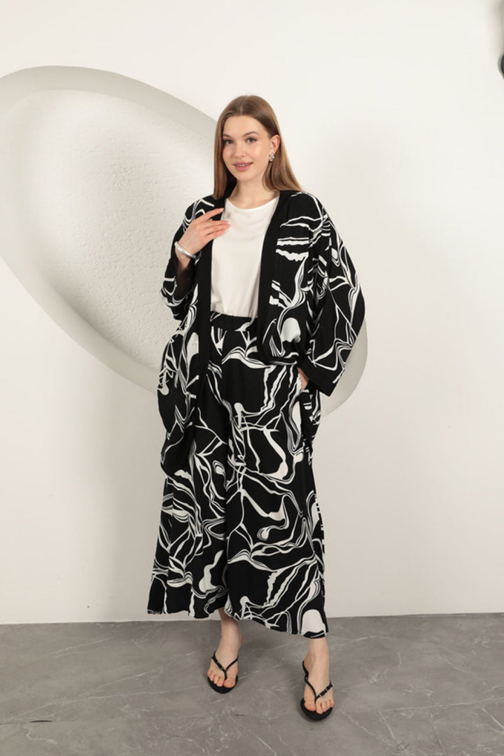 KKT Viscose Patterned Women's Suit-Black - Ludwigsburg