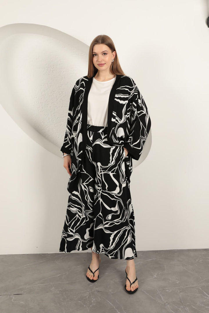 KKT Viscose Patterned Women's Suit-Black - Ludwigsburg