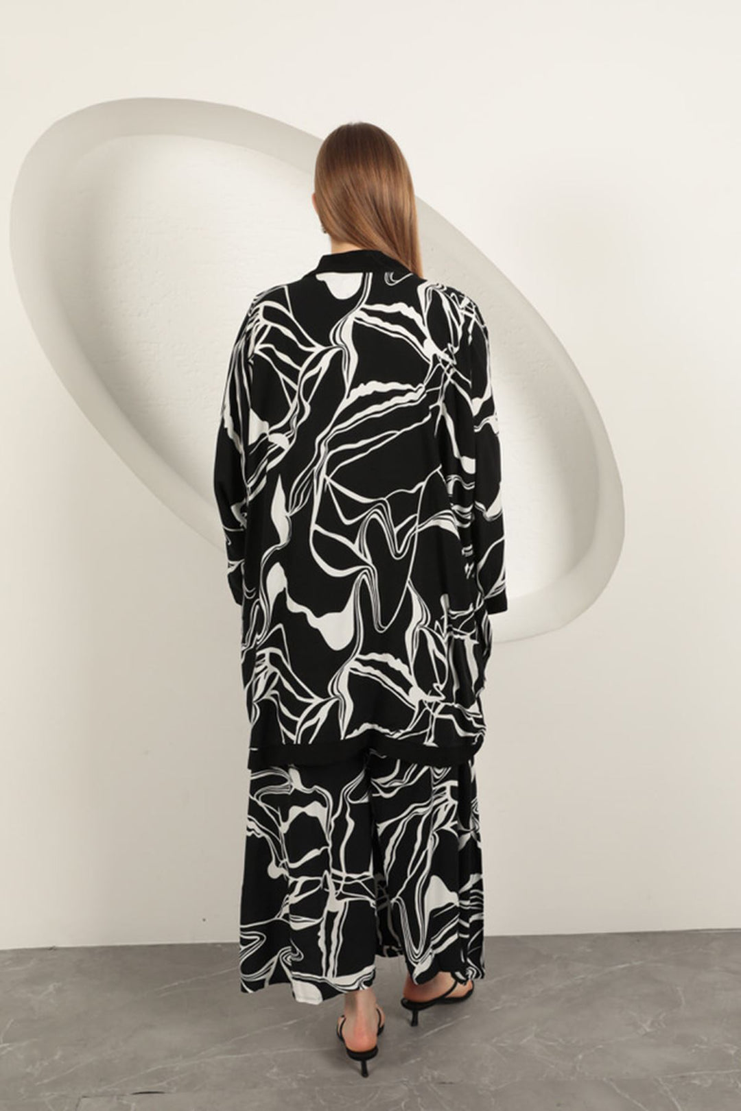 KKT Viscose Patterned Women's Suit-Black - Ludwigsburg