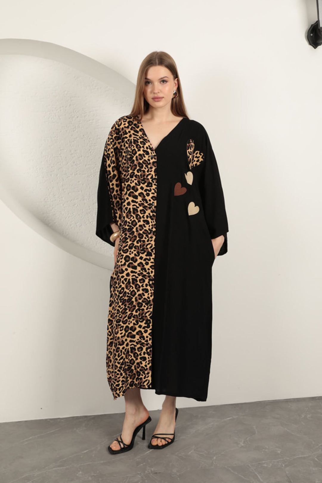 KKT Viscose Leopard Patterned Dress-Black - Glyfáda