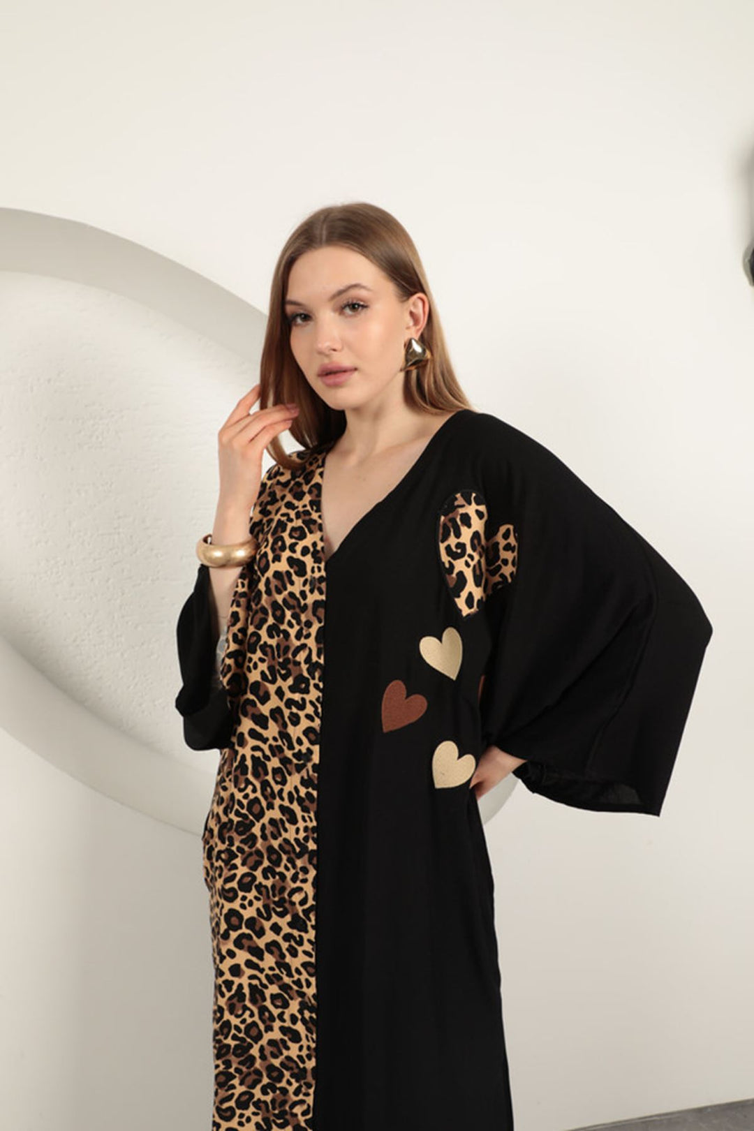 KKT Viscose Leopard Patterned Dress-Black - Glyfáda