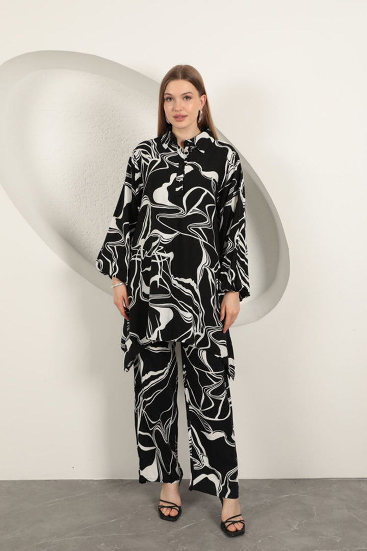 KKT Viscose Patterned Women's Suit-Black - Ashford
