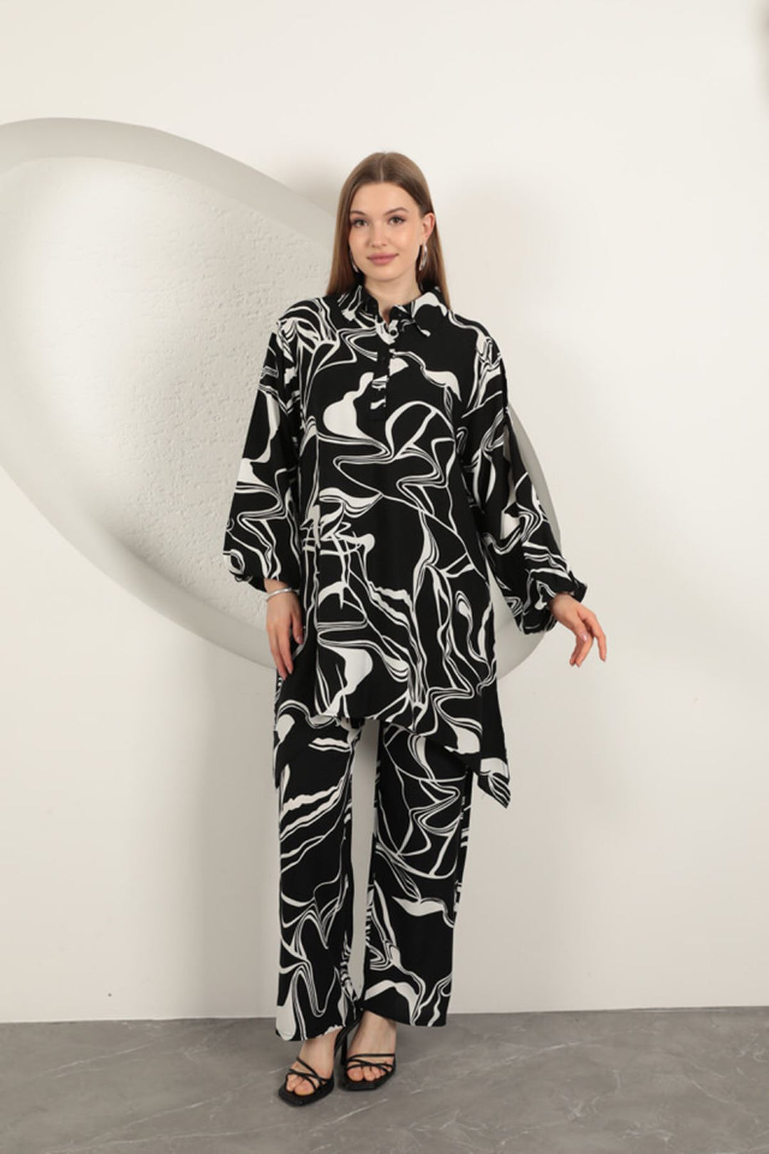 KKT Viscose Patterned Women's Suit-Black - Ashford