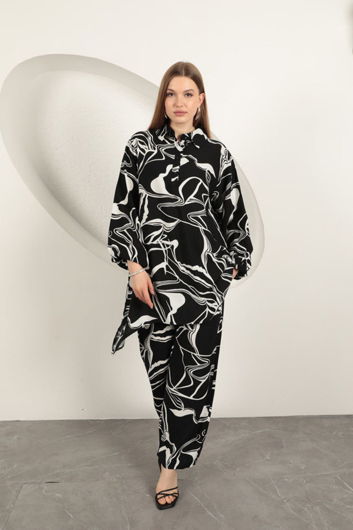 KKT Viscose Patterned Women's Suit-Black - Ashford