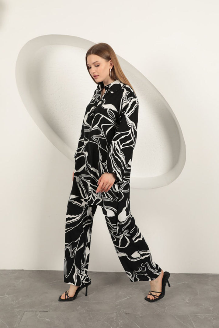 KKT Viscose Patterned Women's Suit-Black - Ashford