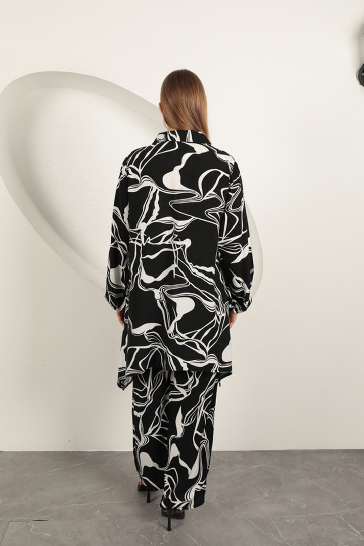 KKT Viscose Patterned Women's Suit-Black - Ashford