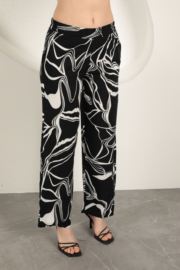 KKT Viscose Patterned Women's Suit-Black - Ashford