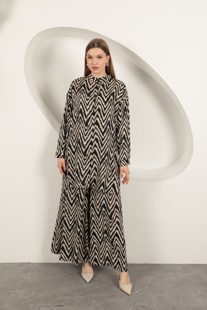 KKT Viscose Fabric Striped Women's Suit-Beige - Colmenar Viejo