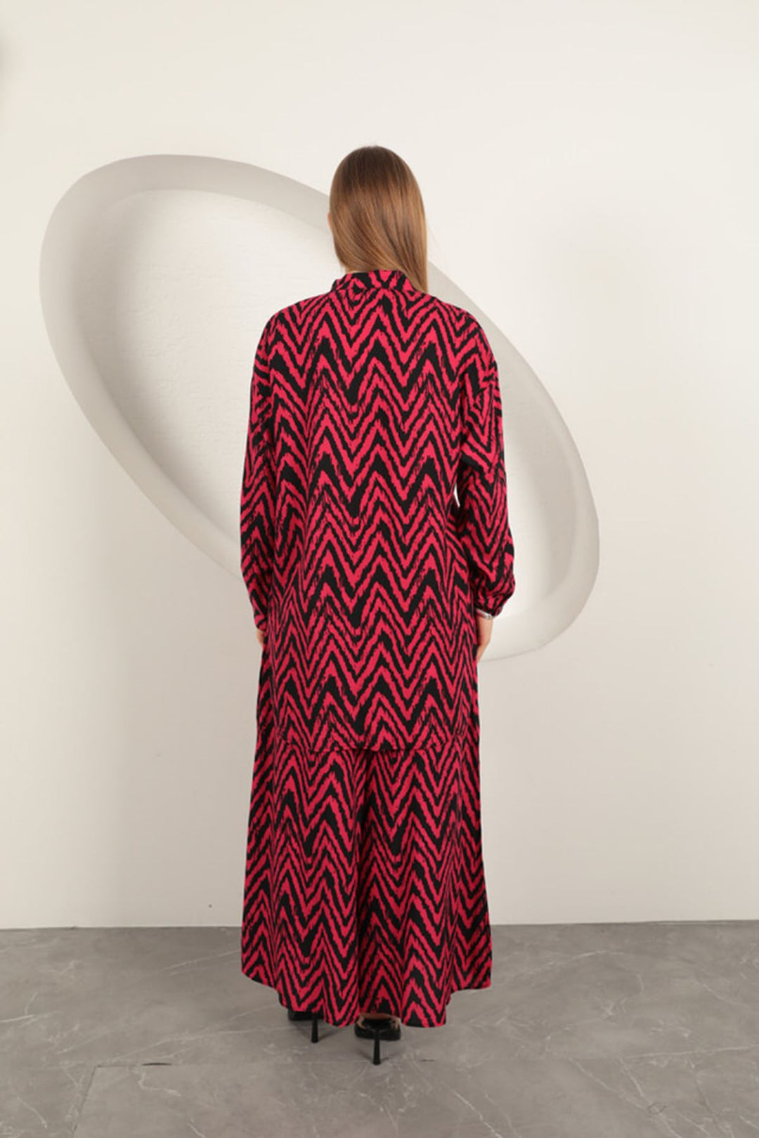 KKT Viscose Fabric Striped Women's Suit-Fuchsia - Bacău