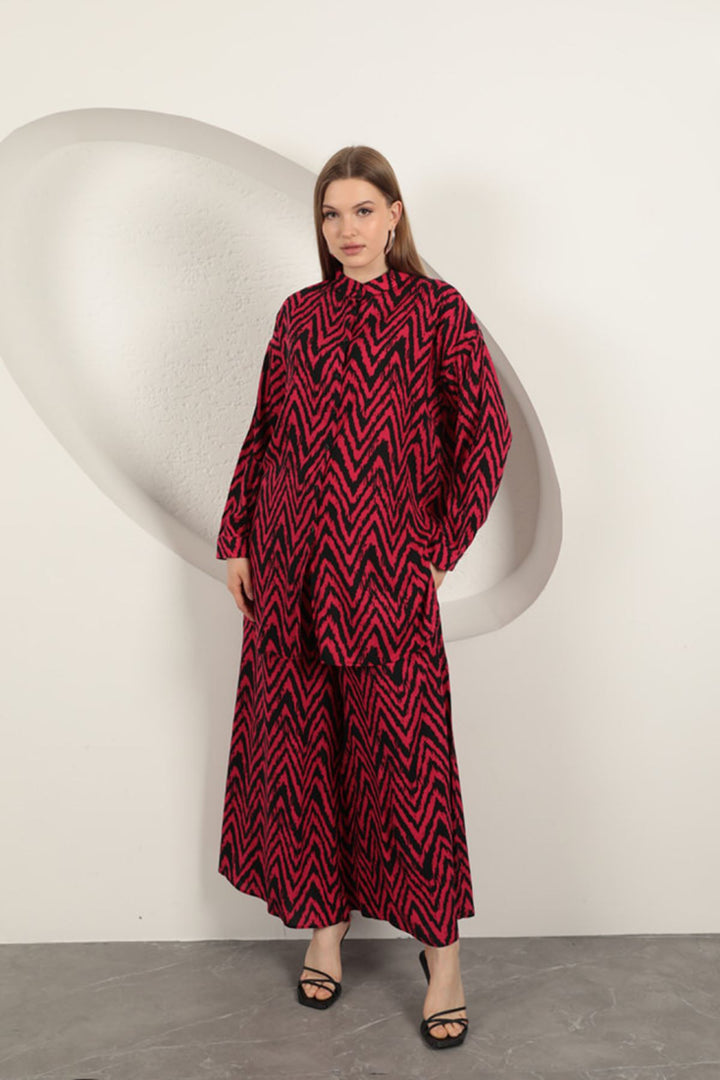 KKT Viscose Fabric Striped Women's Suit-Fuchsia - Bacău