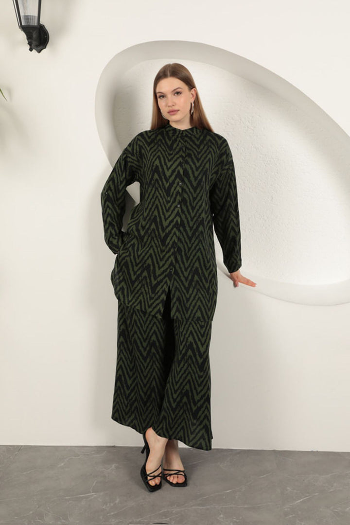 KKT Viscose Fabric Striped Women's Suit-Khaki - Margate