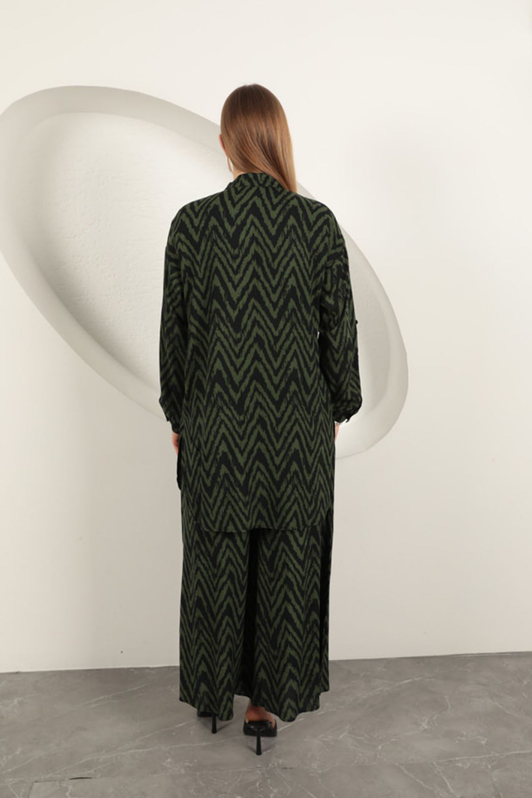 KKT Viscose Fabric Striped Women's Suit-Khaki - Margate