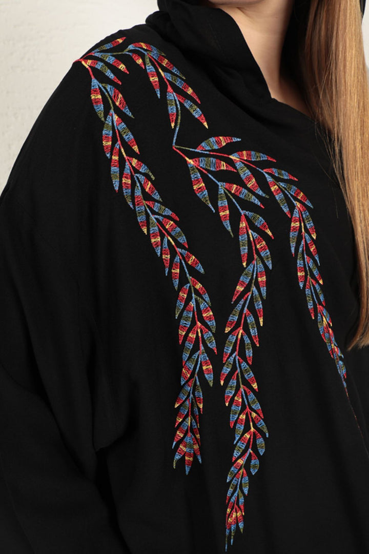 KKT Viscose Leaf Embroidered Dress-Black - Schwerte