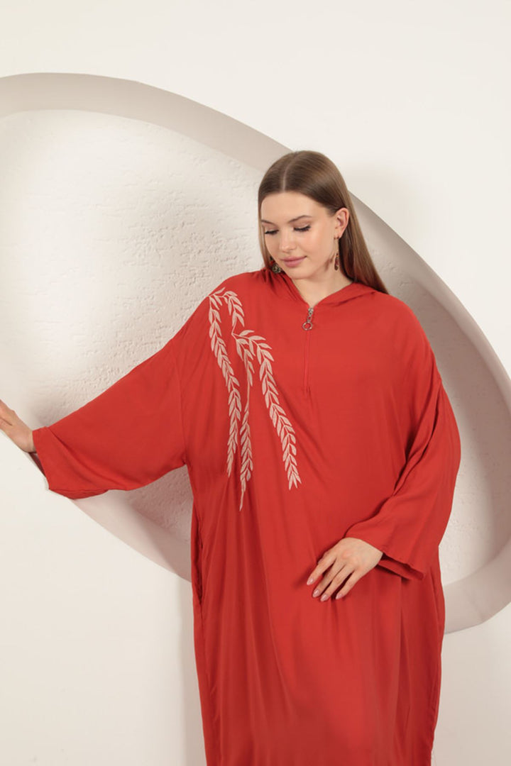 KKT Viscose Leaf Embroidered Dress-Orange - Sheffield