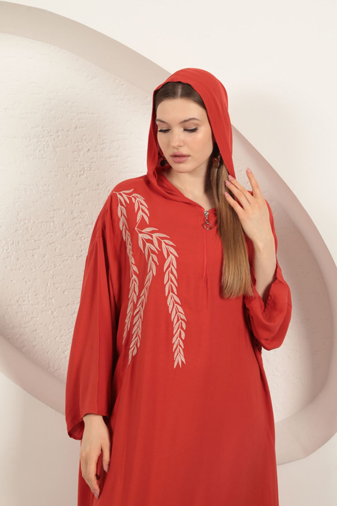 KKT Viscose Leaf Embroidered Dress-Orange - Sheffield