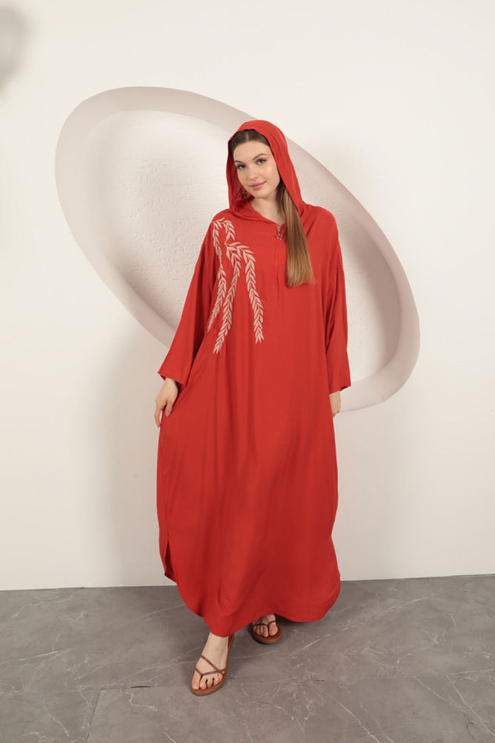 KKT Viscose Leaf Embroidered Dress-Orange - Sheffield