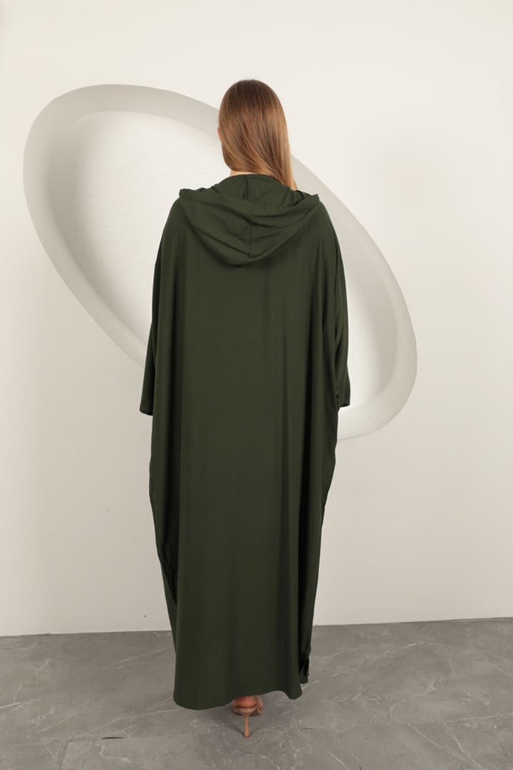 KKT Viscose Leaf Embroidered Dress-Khaki - Dunkerque