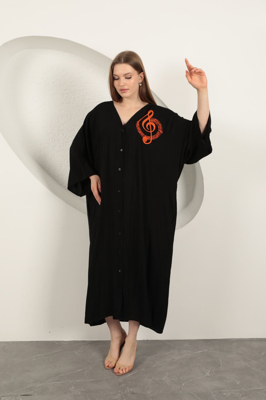 KKT Viscose Left Key Embroidered Dress-Black - Leith