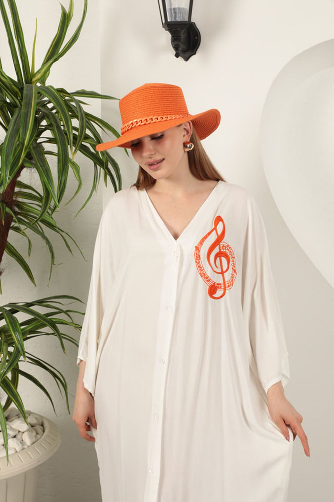 KKT Viscose Left Key Embroidered Dress-Ecru - Santurce-Antiguo