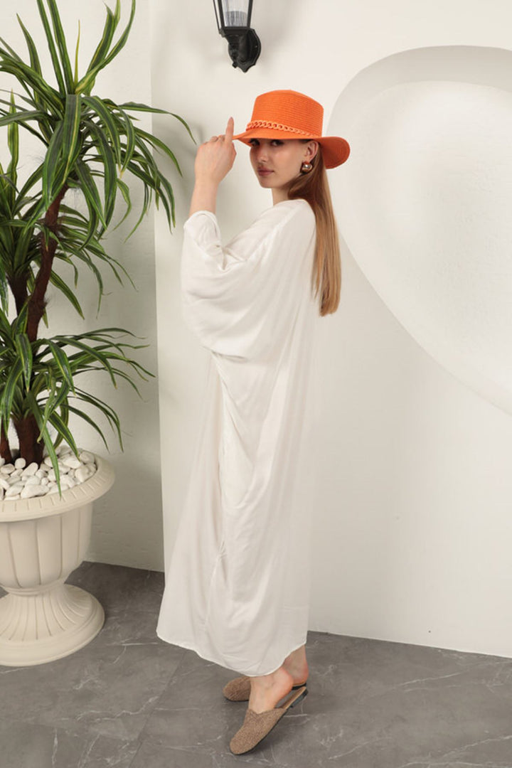 KKT Viscose Left Key Embroidered Dress-Ecru - Santurce-Antiguo