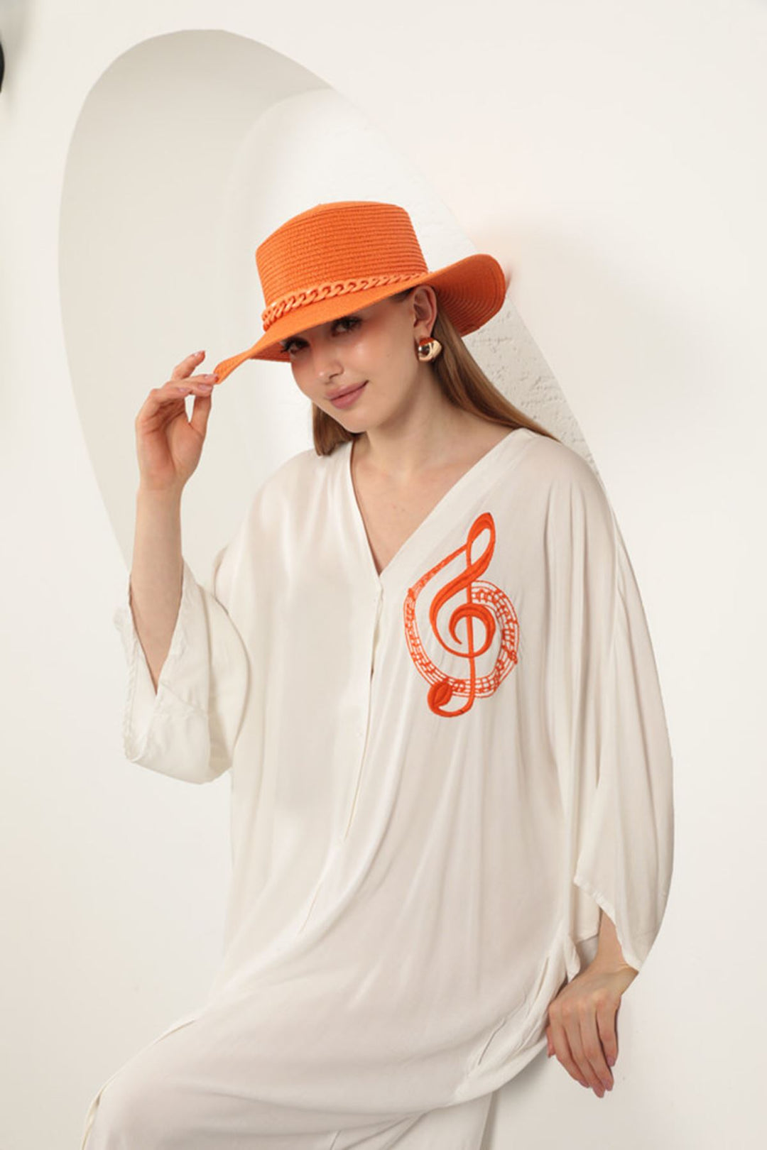 KKT Viscose Left Key Embroidered Dress-Ecru - Santurce-Antiguo