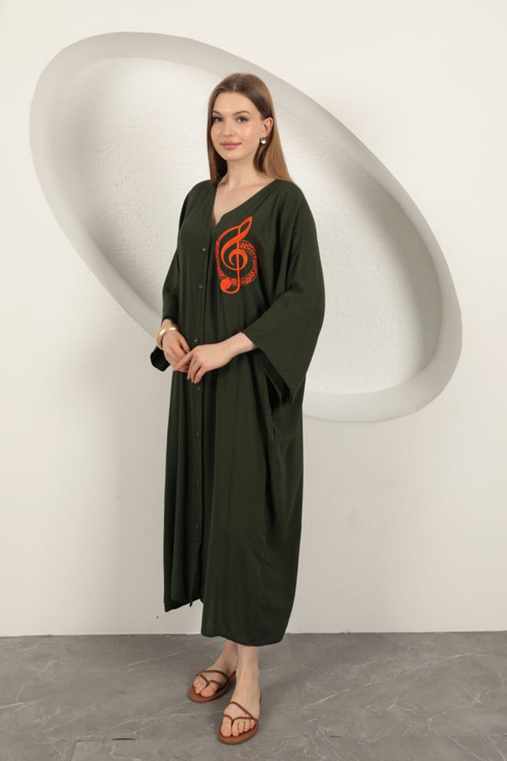 KKT Viscose Left Key Embroidered Dress-Khaki - Cortlandt