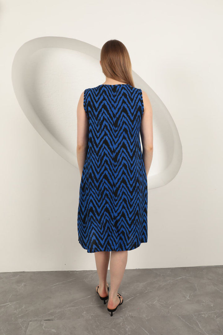 KKT Viscose Fabric Striped Dress-Sax - Andover