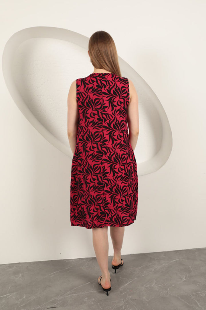 KKT Viscose Fabric Leaf Patterned Dress-Fuchsia - Coral Gables