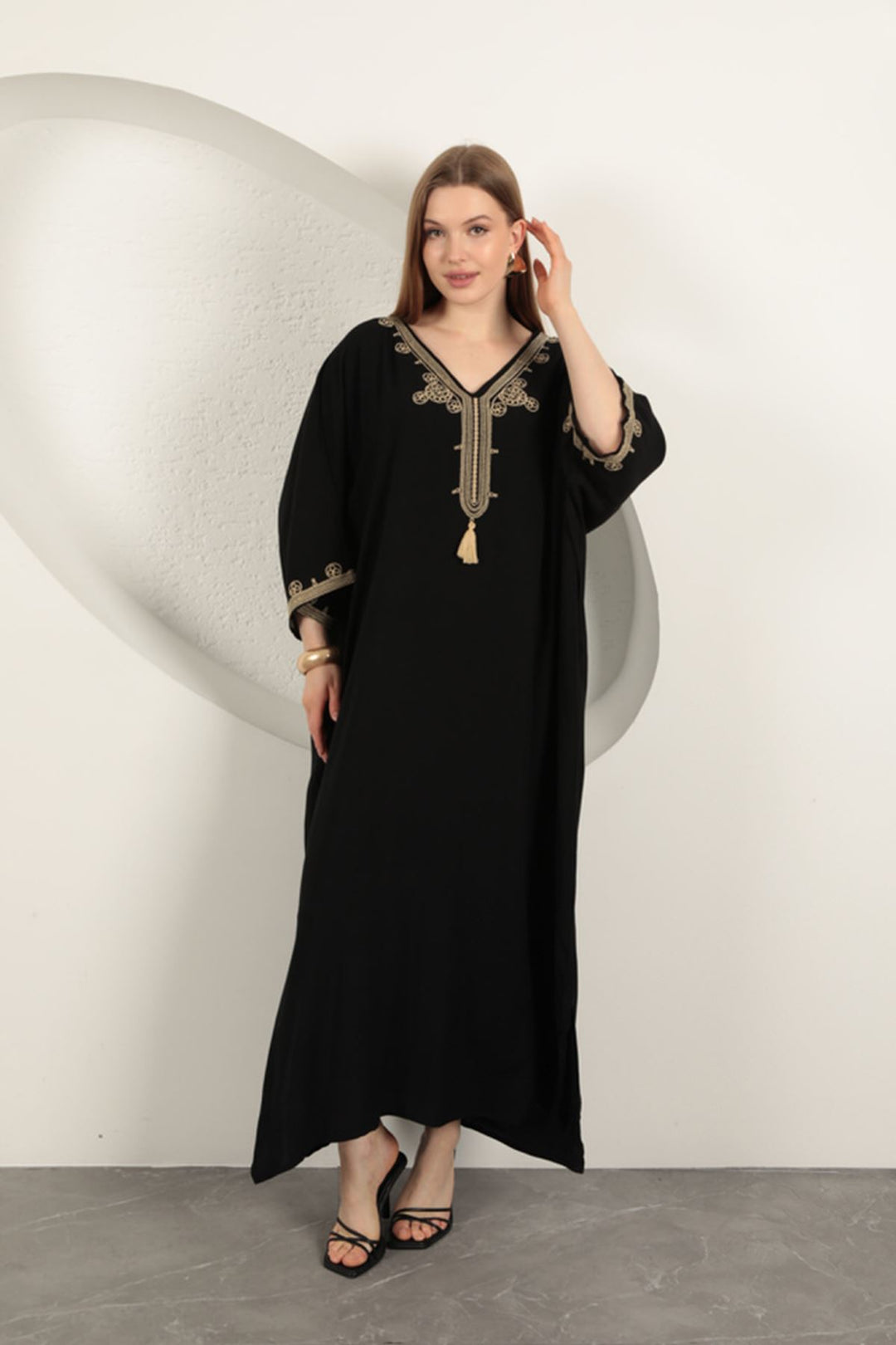 KKT Viscose Embroidery Detailed Dress-Black - Detmold