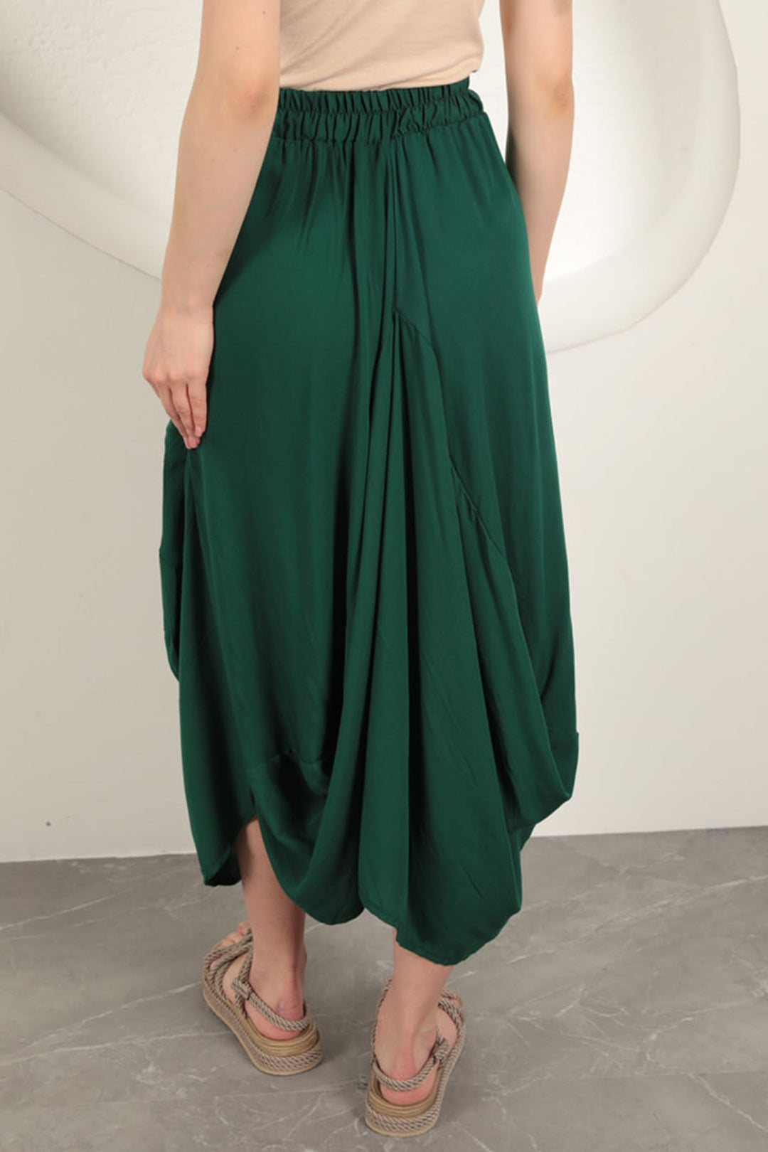 KKT Viscose Fabric Embroidered Skirt-Green - Schio